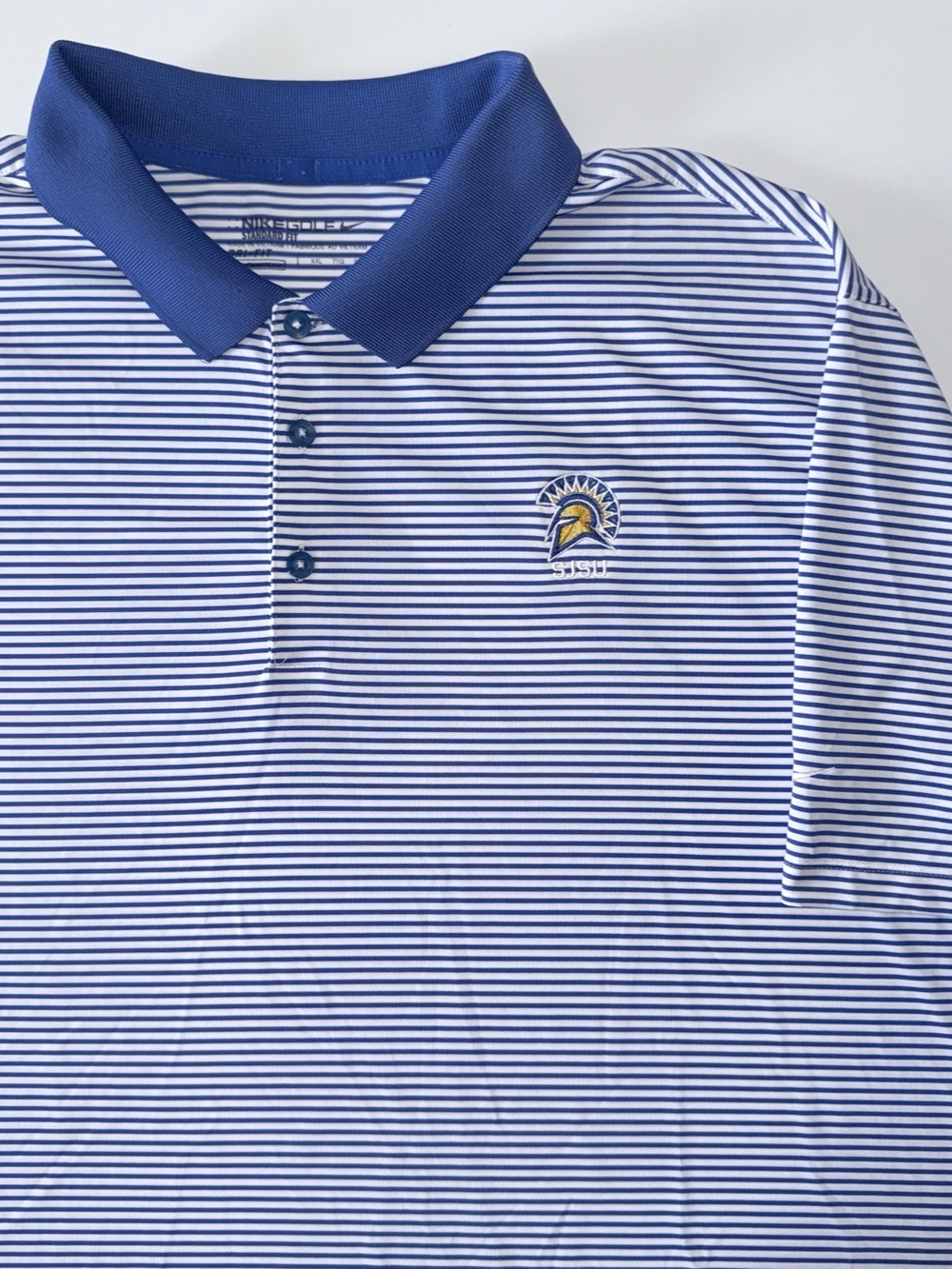 Nike Golf Dri-FIT Polo Men's XXL San Jose State Spartans White Blue Striped